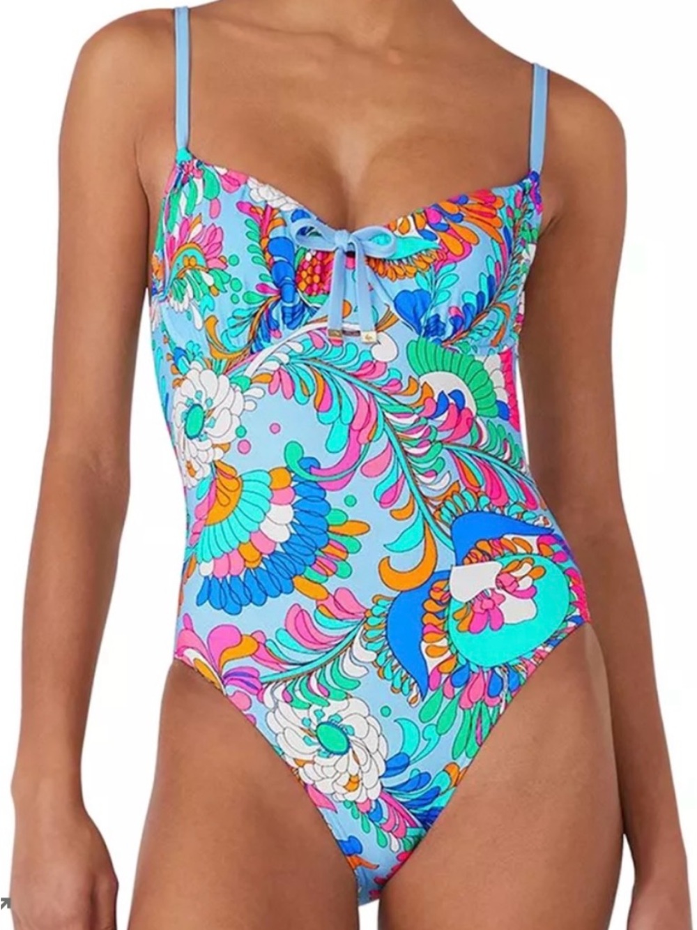 Kate Spade tied front one piece swim suit size Medium two color: pink&blue